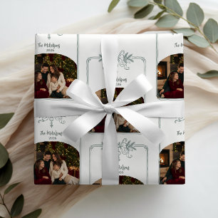Papel De Regalo Arte de línea navideña minimalista elegante