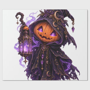 Papel De Regalo Arte de Linterna Mágica de Fantasma de Calabaza de