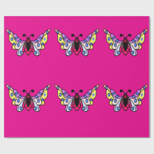Papel De Regalo Arte de Mariposa Folk Moderno Vibrante Personaliza
