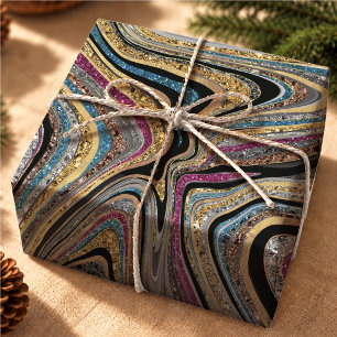 Papel De Regalo Arte de mármol moderno azul rosa brillo chic