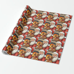 Papel De Regalo Arte de Navidad de Santa Claus con Dachshund