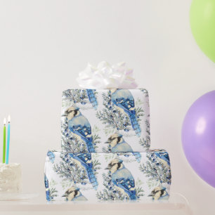 Papel De Regalo Arte de país de Arándanos Pájaro Azulejo Azul Acua