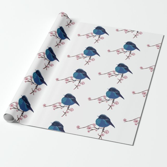 Papel De Regalo Arte de pájaro azul (Desenrollado)