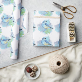 Papel De Regalo Arte de pájaro azul acuarela Azul Bonito Jardín