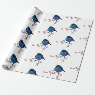 Papel De Regalo Arte de pájaros azules