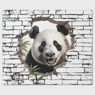 Papel De Regalo Arte de panda 3D que rompe la pared – Safari reali
