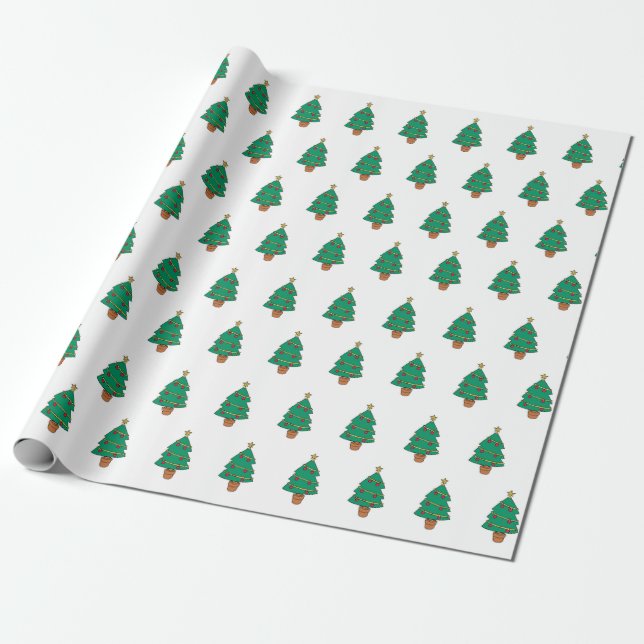 Papel De Regalo Arte de patrón de árbol de Navidad (Desenrollado)