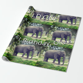 Papel De Regalo Arte de patrón de cumpleaños salvaje de elefante