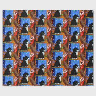 Papel De Regalo Arte de pintura de gato negro de Navidad