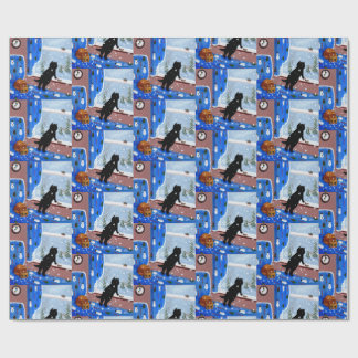 Papel De Regalo Arte de pintura de gato negro de Navidad
