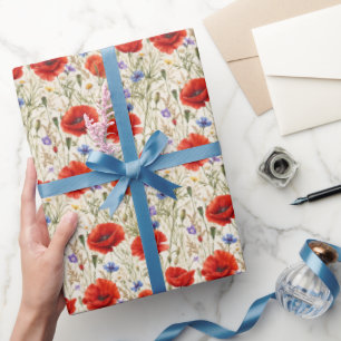 Papel De Regalo Arte de prado de amapola pictórico