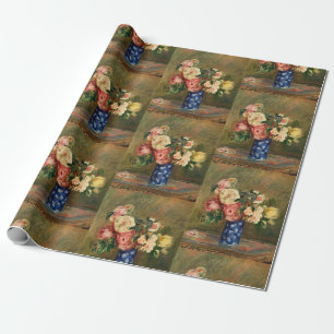 Papel De Regalo Arte de ramo de rosa rosa vintage Renoir en jarrón