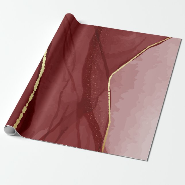 Papel De Regalo Arte de resina, fondo abstracto de marsala rojo os (Desenrollado)