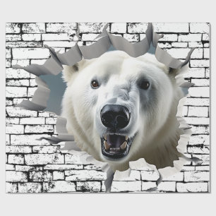 Papel De Regalo Arte de ruptura de pared de osito polar 3D - Safar