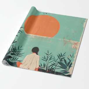 Papel De Regalo Arte de terracota de paisaje montañoso de mediados