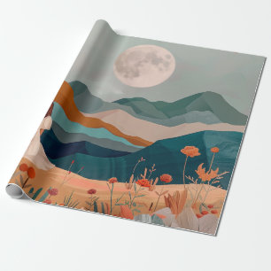 Papel De Regalo Arte de terracota esmeralda paisaje montañoso de m