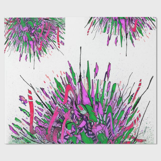 Papel De Regalo Arte de tinta salpicada púrpura (Superficie plana)