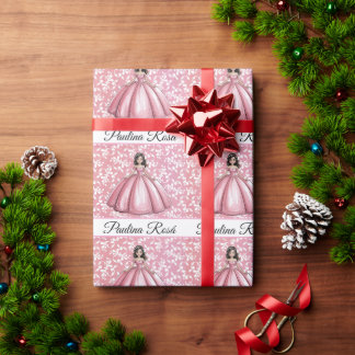 Papel De Regalo Arte de traje de bola rosa de Quinceañera