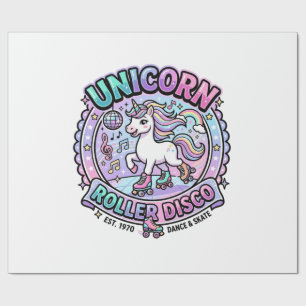 Papel De Regalo Arte de Unicorn Roller Disco POD Listo para Market