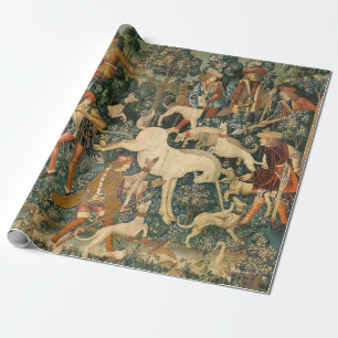 Papel De Regalo Arte de Unicornio Medieval Vintage se Defiende