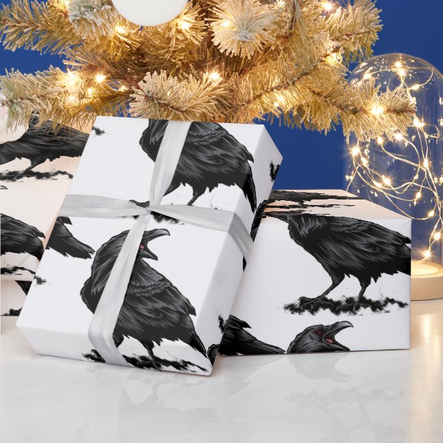 Papel De Regalo Arte de vida silvestre Black Raven Bird (Vacaciones)