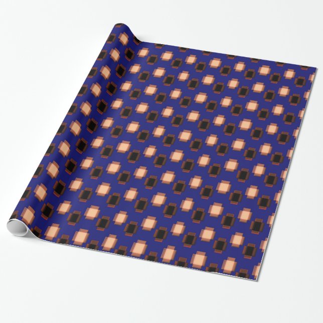 Papel De Regalo Arte Deco Azul Marino (Desenrollado)