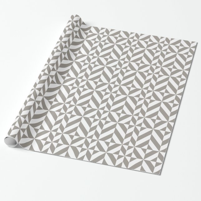 Papel De Regalo Arte Deco Geométrico Gris Plateado (Desenrollado)