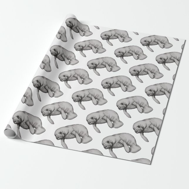 Papel De Regalo arte del manatee (Desenrollado)
