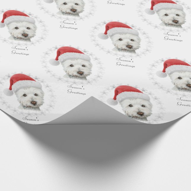 Papel De Regalo Arte del perro de Westie del navidad (Esquina)