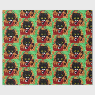 Papel De Regalo Arte divertido de Navidad de gato