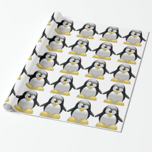 Papel De Regalo Arte divertido del dibujo animado del pingüino