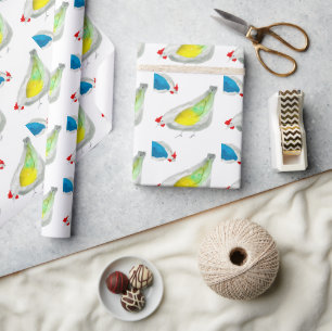 Papel De Regalo Arte en acuarela de pollitos lindos
