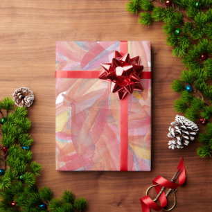 Papel De Regalo Arte en Acuarela Plumas Florales Exóticas de Veran