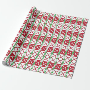 Papel De Regalo Arte étnico letón letón rojo, blanco y verde