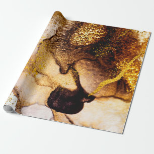 Papel De Regalo ARTE exótico. Giro dorado, diseño artístico. Pinto