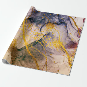 Papel De Regalo ARTE exótico. Giro dorado, diseño artístico. Pinto