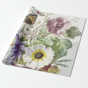 Papel De Regalo Arte floral de mariposas vintage de William van Le