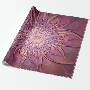 Papel De Regalo Arte floral fractal moderno abstracto colores de b