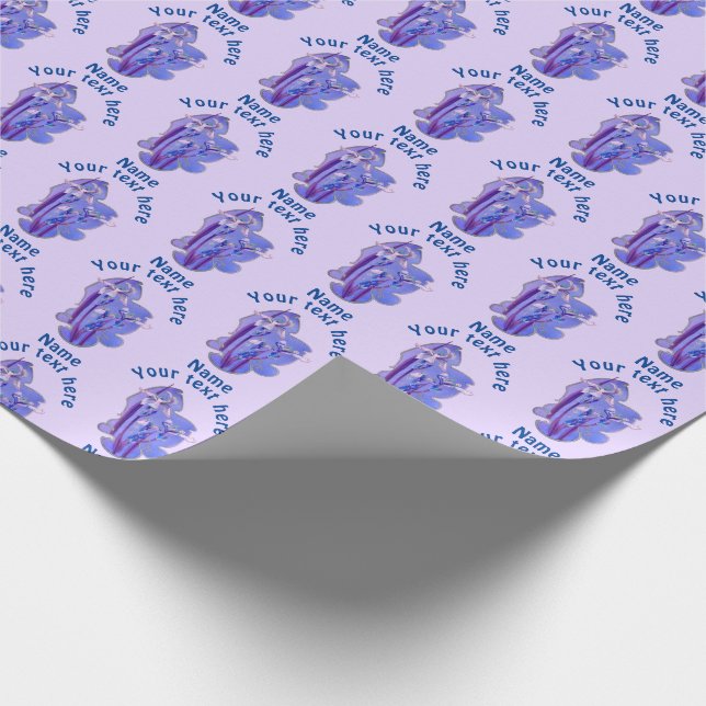 Papel De Regalo Arte floral irista morado personalizado (Esquina)