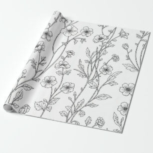 Papel De Regalo Arte floral minimalista de línea sin patrón (7)