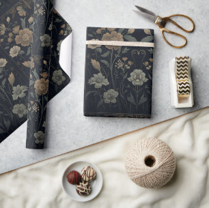 Papel De Regalo Arte floral Nouveau William Morris estético oscuro