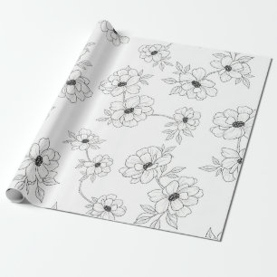 Papel De Regalo Arte floral sin fisuras de línea minimalista (3)