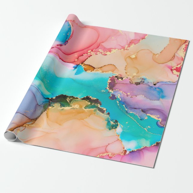 Papel De Regalo Arte fluido abstracto de lujo natural en alco (Desenrollado)