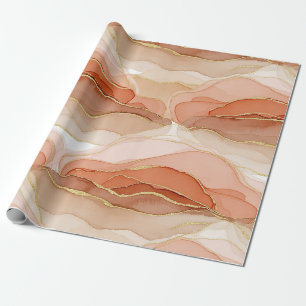 Papel De Regalo Arte fluido acentuado en oro - Mármol Siena