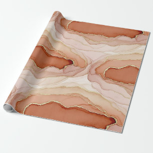 Papel De Regalo Arte fluido acentuado en oro - Mármol Siena (8)