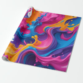 Papel De Regalo Arte fluido vibrante abstracto - Diseño de salpica