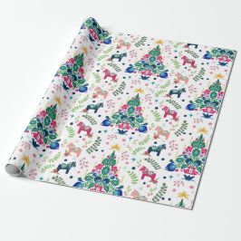 Papel De Regalo Arte folclórico escandinavo Árboles navideños y ca