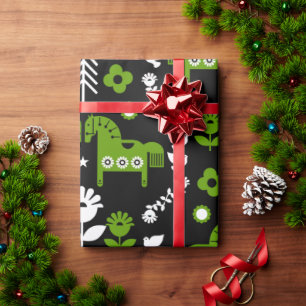 Papel De Regalo Arte folclórico escandinavo de caballos