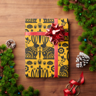 Papel De Regalo Arte folclórico nórdico escandinavo conejo