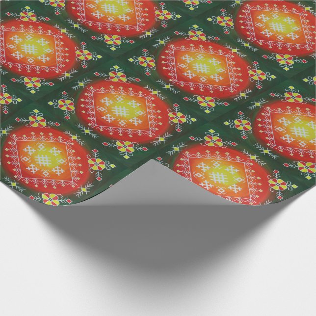 Papel De Regalo Arte folklórico tradicional de Letonia con símbolo (Esquina)